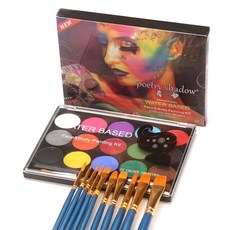 바디페인팅 페이스페인팅 물감 무지개색 얼굴 할로윈 분장, C. 15색 PVC 박스 페이스 페인트 무료