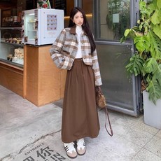 格子毛呢短外套半身長裙兩件套裝 秋冬新款小香風套裝