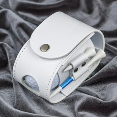 엘르레더 골프공케이스 가죽 핸드메이드 볼주머니 공케이스 파우치, 원톤화이트, 1개