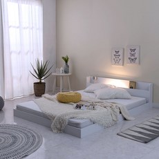 리버퍼니쳐 어스트 저상형LED콘센트침대 SS/Q프레임 시리즈 원룸 자취 침대추천, 화이트, 40T라텍스매트리스