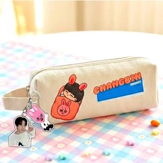 스트레이키즈 학생용 캔버스 필통 키링 학교 학원 데일리 파우치 스키즈 굿즈, 1개, 디자인 E