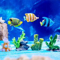 여름 열대어 산호초 미니어처 젤캔들 테라리움 어항 장식, 풀잎 산호초