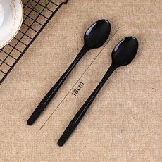 머스코 숟가락 디저트 시리얼 스푼 다용도, 1개, 두꺼워진 18cm 블랙벌크100개 18cm