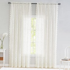 또와찌스토어 햇살감성 화이트 레이스 커튼(130x260cm_봉집형) 침실커튼