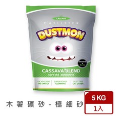 毛物極選 韓國小怪獸貓砂 木薯礦砂 5kg - 不可沖馬桶, 1包, 極細砂1入, 無香