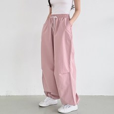 와이드 무릎 주름 바스락 조거 팬츠