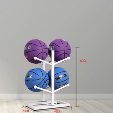 농구공 선반 유치원 학교 체육관 축구공 볼, 흰색 양면 2층 공 4개 배치