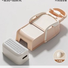 머리감는 의자 샴푸대 샴푸 그레이 접이식 간이 환자용 누워서, 1개, Q. 초안정 초편안 전체 PU 소프트 쿠션 벚꽃 분홍색