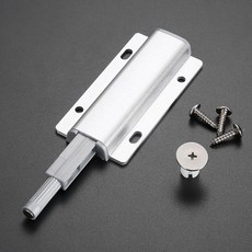 원터치 오픈 마그네틱 도어 푸시 리바운더 자석 길이조절 싱크대 장롱 서랍 빠찌링 실버, 1개