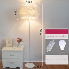 조명 화이트봉 스탠딩 램프 거실 플로, 대형 크리스탈 없음 버튼 9W LED