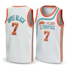 UNLC 커피 블랙 #7 세미 프로 플린트 트로픽스 농구 유니폼 화이트 2X-라지