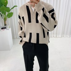 Street J棒狀圓領半拉鍊針織衫