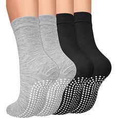 YeuG 4/6 여성용 필라테스 양말 - 요가 바레 병원 맨발용 미끄럼 방지 그립, 23 D07-black*2/Light Grey*2, Small-Medium, 1개
