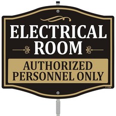 Electrical Room 공인 직원 전용 사인 Keep Out 30.5cm x 25.4cm(12 x 10인치) 길이 금속 직원 안전 경고 위험 말뚝 스탠드 알루미늄 야외 비, Electrical Room 공인 직원 전용 사인 Ke