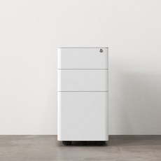 소웰라이프 프리미엄 철제 이동식 서랍장 3단 잠금형 사무용 수납 캐비닛, 화이트