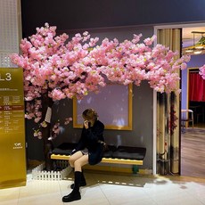 인조벚꽃 대형 조화나무 높이1.5m 인테리어 기역자 매장 폭1.5m, 1.8m 연장 1.6m