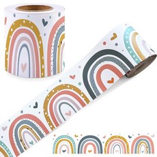 2 11m(36피트) 무지개 게시판 테두리 스캘럽 보헤미안 트림 학교 사무실 교실 장식용