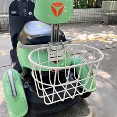 電動車後尾籃置物架，電摩後車筐置物籃，電動車靠背掛載菜籃, 奶白色【高品質】,卡箍款】超大金屬筐【送蓋】