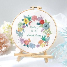 小宇宙 手工刺繡DIY材料包 蘇繡初學者刺繡組, 1個, 花團錦簇,贈送繡繃+頻道+工具