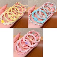 마카롱 머리핀 스파이럴 헤어 타이 어린이용 성인용 머리 고무 헤어링 심플한 헤어고무 높은 탄력 세탁 가능 머리 손상이 없다 헤드밴드 귀여운 입학식 통학 통근 선물 (노란색)