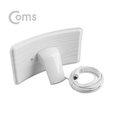 Coms GK463 디지털 TV 실내 안테나 수신기 화이트 커브드타입 지상파 디지털HD 방송 Full-HD 1080P UHF신호수신 동축케이블일체형, 1개