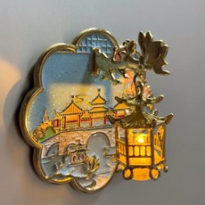 揚州 文創 夜景 燈籠 發光 金屬冰箱貼 旅遊紀念品 收藏品, 如圖所示