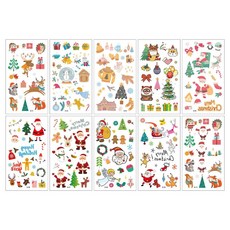 卡通紋身貼紙 萬聖節主題 臉部身體裝飾 多款造型, 1個, 聖誕E款-10張