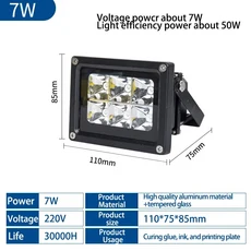 3D 프린터 수지 PCB 수리 LED UV 램프 녹색 오일 세공 DIY 경화 SLA DLP 405nm 395nm, 01 395NM, 01 UK plug, 02 50W