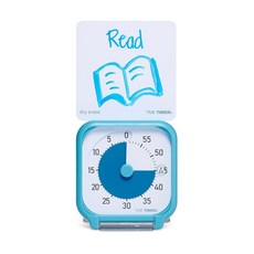 Time Timer 7.6cm(3인치) 시각적 타이머 - 어린이 교사 학생 및 성인을 위한 60분 조용한 휴대용 카운트다운 타이머 - 집중력 전환 ADHD 자폐증 및, White & Blue