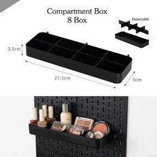 북유럽 스타일 Pegboard 및 액세서리 보관 케이스 DIY 드릴 선반 없음 벽 마운트 데스크탑 주최자, 08 black storage case D