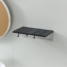 浴室牆壁置物架免打孔 32x20.5x10cm, 黑色, 1套