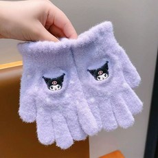 Doly新款庫洛米手套，兒童秋冬季五指手套，女孩寶寶加厚防寒保暖防風手套