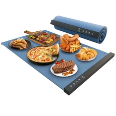 조절 가능한 온도 전기 가열 트레이가있는 220W 접이식 음식 따뜻하게 홈 뷔페 레스토랑을위한 실리콘 빠른, 01 60x40cm  220V, 01 blue-black fram