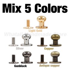 5-10 PCS 라운드 볼 헤드 가방 지갑 지갑 벨트 스트랩 시카고 스크류 백 스터드 리벳 DIY 액세서리 버클, 5가지 색상을 혼합하세요, 10개 9x8x9mm