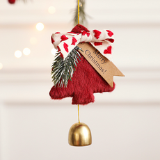 크리스마스 트리 현관 도어벨 트리 종 소품 장식 오너먼트, 레드, 1개