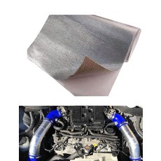 Alioncar 30.5 x 61cm(12 24인치) 알루미늄 열 차폐 매트 장벽 접착 뒷면 담요 유리 섬유 단열 반사 소재 고온 보호 147761, 12'' X 24’', 1개