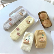 예쁜수면양말 여성 극세사 따뜻한 보온 귀여운 수면 양말 set 4P