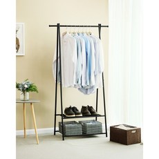SONGMICS 튼튼한 다기능 수납 스탠드 철제 행거, 블랙