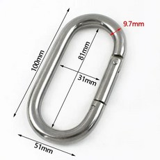 1 5PCS 40/50/65/80MM 스테인레스 스틸 버클 타원형 스냅 링 CARABINERS 키 체인 스프링 코일 클립 공예 액세서리, 304SS 10x100mm