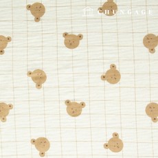 요루 이중 거즈원단 면 무형광 바이오워싱 천 꽃무늬 원단 체리 크림, 31) 사각 체크 베어