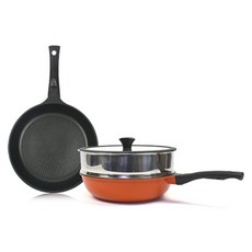 키친아트 국산 본 스티머 프라이팬 4종 세트, 색상혼합, 28CM 프라이팬/궁중팬/스티머/실리콘뚜껑, 1세트