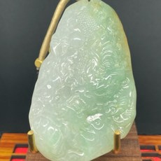 天然A貨翡翠晴綠龍牌吊飾