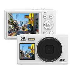 RUNHome 하이엔드 WiFi 디지털 카메라 8000W 픽셀 여행용 인생+128G메모리카드, 화이트