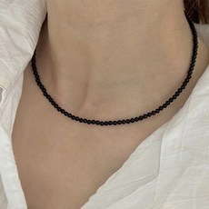 여성 심플 블랙 미니 캔디볼 구슬 초커 목걸이 A1700
