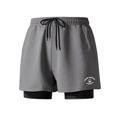 男士雙層防尷尬速乾大碼運動游泳短褲