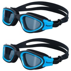 Focevi 수영 수경 2피스 김서림 방지 및 자외선 차단 FIYJ001QT2G, 2개, 파란색