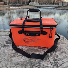 EVA 折疊活魚桶 打水桶 釣魚工具箱 漁具用品, 橙色,35cm有背带无提手