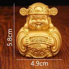 合金沙金財神笑臉財神爺擺件家居辦公室桌面擺件招財古法擺件, 1個, 聚財財神-小號實心:聚財財神-小號實心