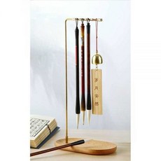 서예 붓거치대 화방 붓 보관 탁상형 고급 복고풍 원목 펜걸이, 원목 펜걸이(로즈골드)