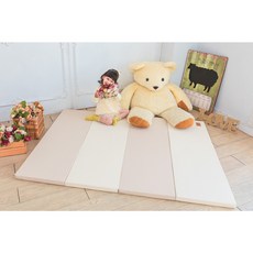Mang Mang小鹿蔓蔓-兒童4cm摺疊地墊(四折S款)-多色可選 折疊地墊【六甲媽咪】, 鋼琴拿鐵